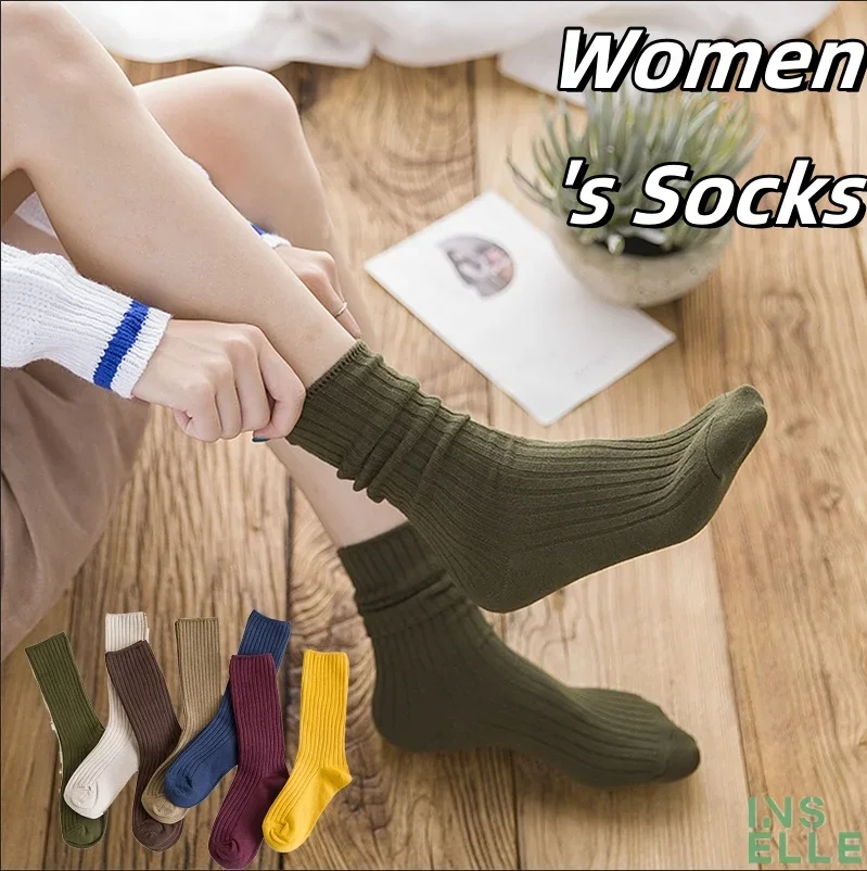 Sports Socks 5 Pairs Cute Smiling Print Comfy Soft Crew Women's Stockings