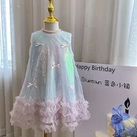 Robe d'été en coton pour filles, nouvelle collection, style coréen, avec nœud scintillant, jupe de princesse décontractée et simple pour les fêtes quotidiennes 4