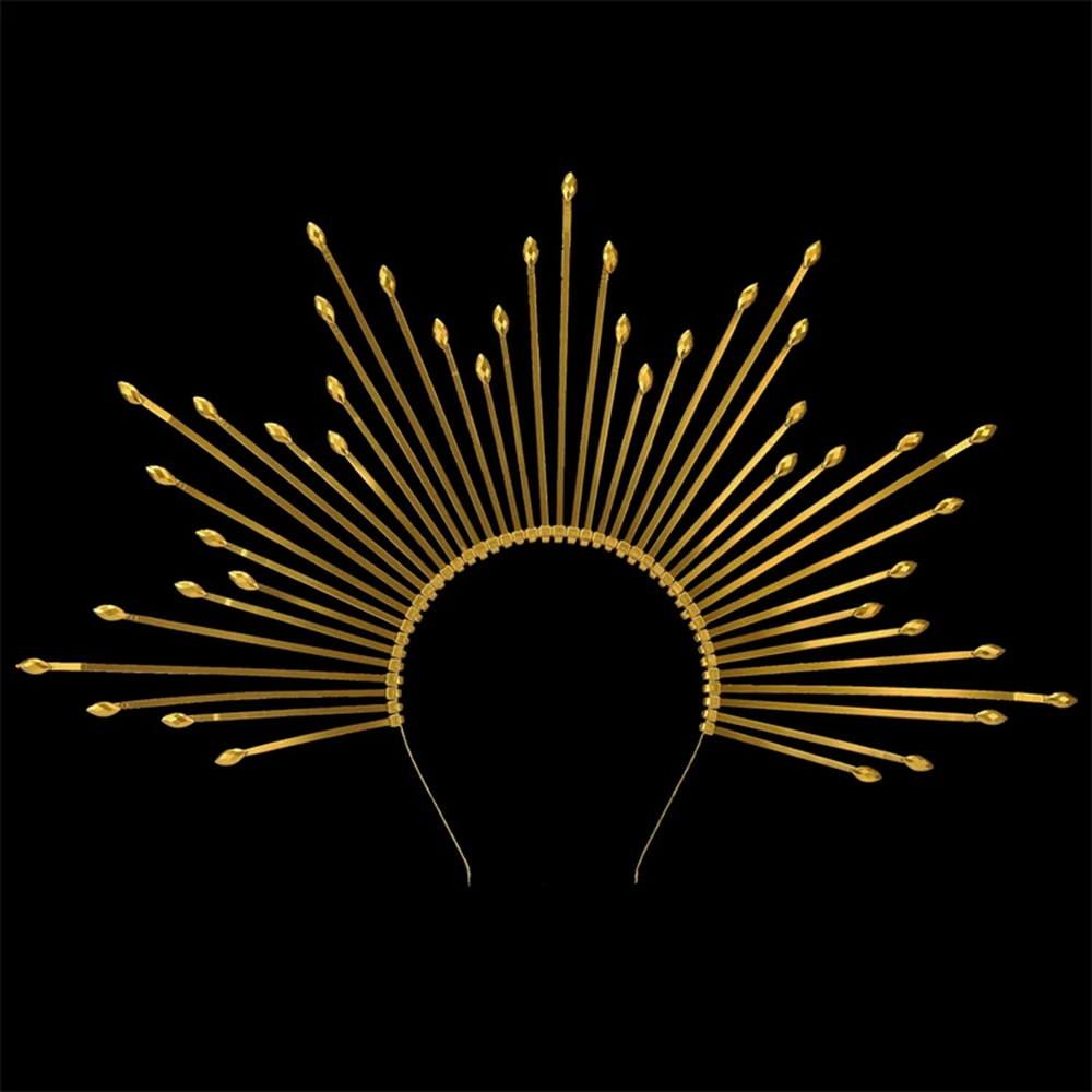 Women Crown Headband Mary Golden Halo Hair Accessories Maternity Photography Props Goddess Wedding Party Headwear Halloween