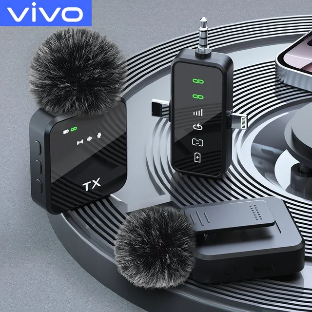 VIVO 3in1 Wireless Lavalier Microphone for Camera iPhone