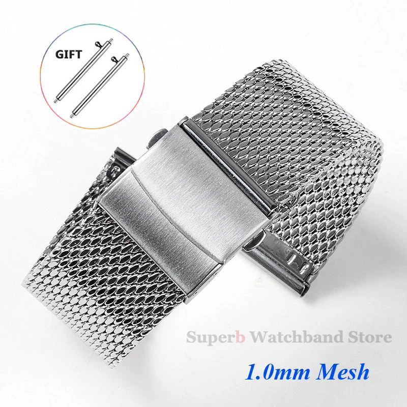 Premium Stainless Steel Milanese Woven Watch Strap, Various Widths Available