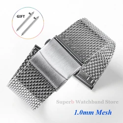 Premium Stainless Steel Milanese Woven Watch Strap, Various Widths Available - 18mm (1.0mm - Silver)