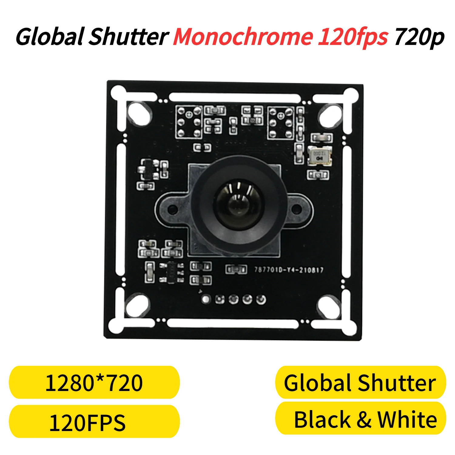 

120FPS Global Shutter Camera Module 720P, OV9281,Monochrome,1280x720,1MP USB Webcam,High Frame Rate Action Capture,Plug And Play