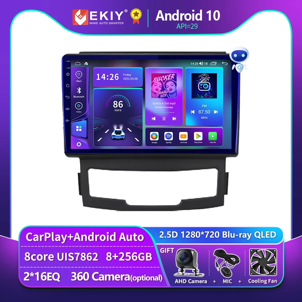 

EKIY T900 Android 10 Car Radio For SsangYong Korando 3 Actyon 2 2010 - 2013 Multimedia Video Navigation GPS CarPlay 2 Din Stereo