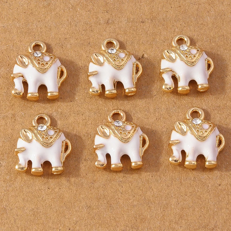 10 Stück süße Emaille Tier Kristall Elefant Charms Anhänger für Ohrringe Halskette DIY Armband Schmuck machen Zubehör liefert
