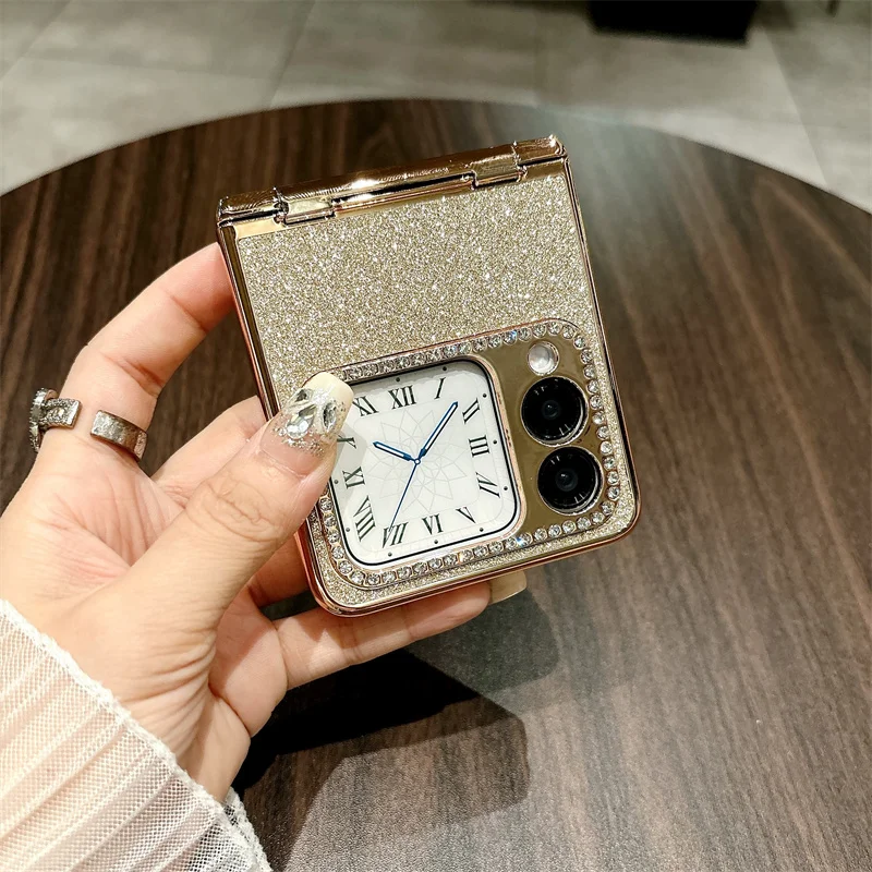 GLITTER Für Huawei Nova Flip Fall Diamant Rahmen Objektiv Scharnier Schutzhülle_voghion.com