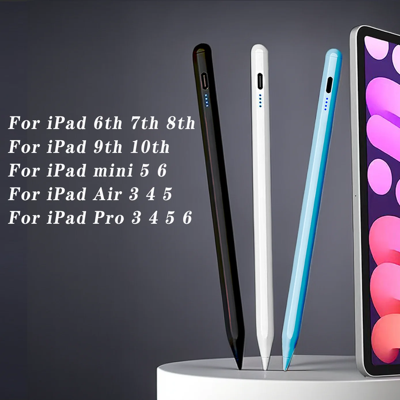 Matita Per Ipad 2018-2023 Penna Stilo Per Ipad Pro 11 12.9 Air 4/5 7/8/9/10Th Mini 5 6, Per Ipad Pencil Con Palm Rejection