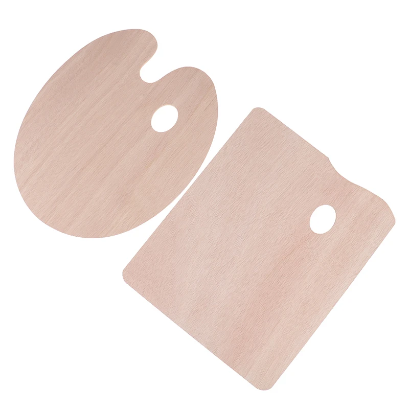 6 styles With Thumb Hole Watercolor Oil Painting Artist Acrylic Smooth Tray Oval Flat Art Supplies Wooden Palette