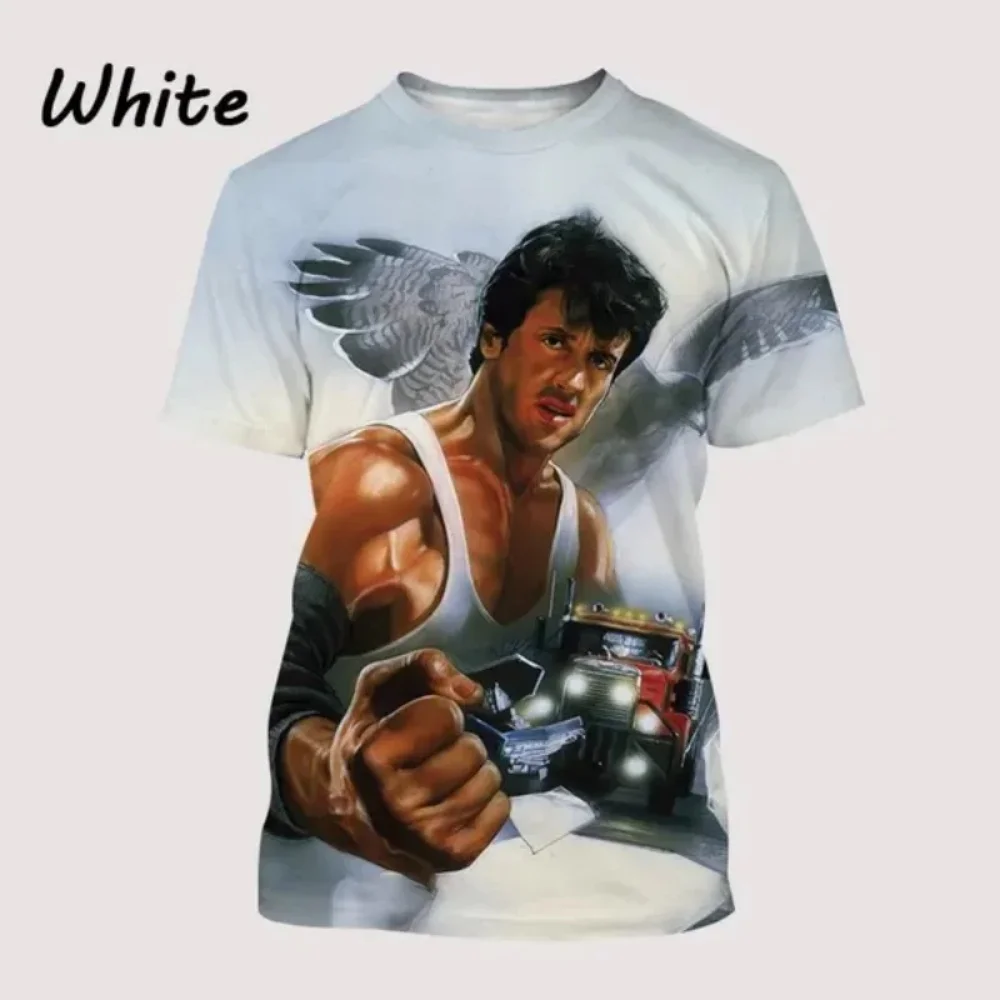 모토 남성 의류 액션 영화 RAMBO 3D 프린트 티셔츠 성격 힙합 유니섹스 오버 사이즈 T 셔츠 하라주쿠 streetwear 탑스