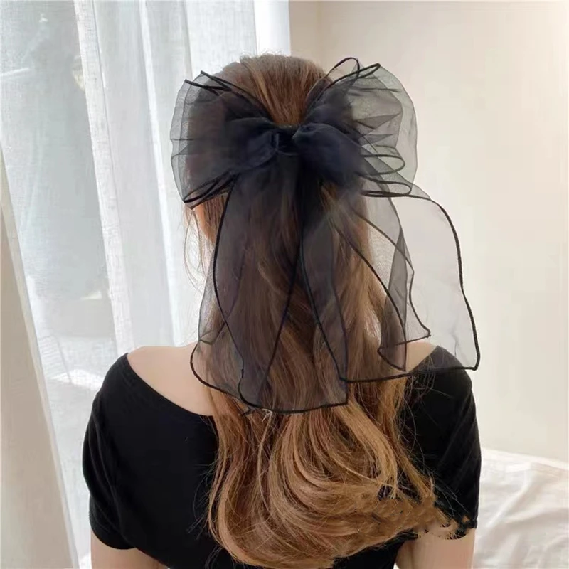 New Fashion Premium Black Satin Barrettes Bow Hair Clip Temperament Hair bow Ribbon Ponytail Clip For Women Top Hair accessories 2 New Fashion Premium Black Satin Barrettes Bow Hair Clip Temperament Hair bow Ribbon Ponytail Clip For Women Top Hair accessories 2
