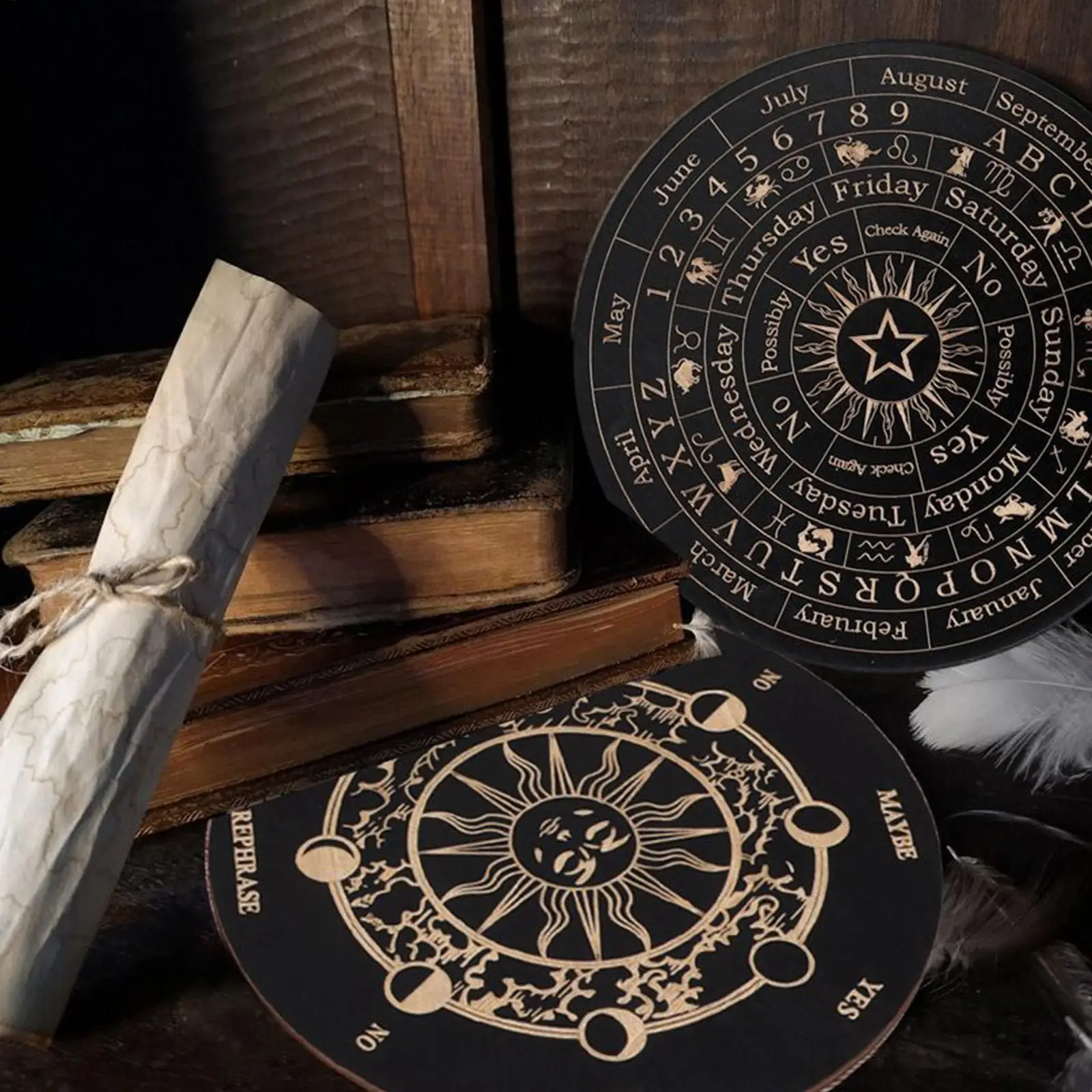 Divination Board Dowsing Metaphysical Boards With Letters Wooden Message Planchette Ouija Board Game Fortune Telling Divination