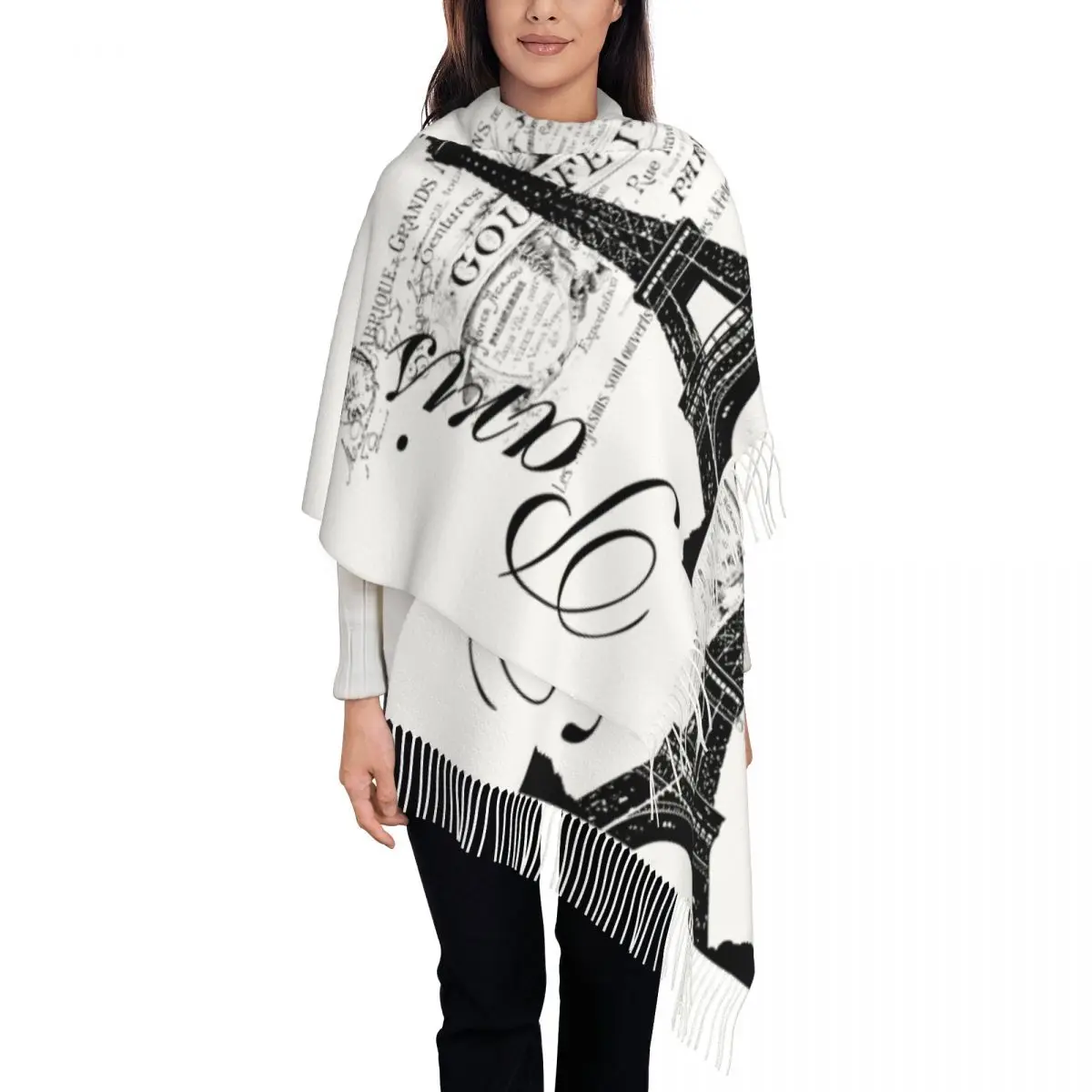Printed Vintage Eiffel Tower Scarf Men Women Winter Fall Warm Scarves Romantic France Paris Shawls Wraps
