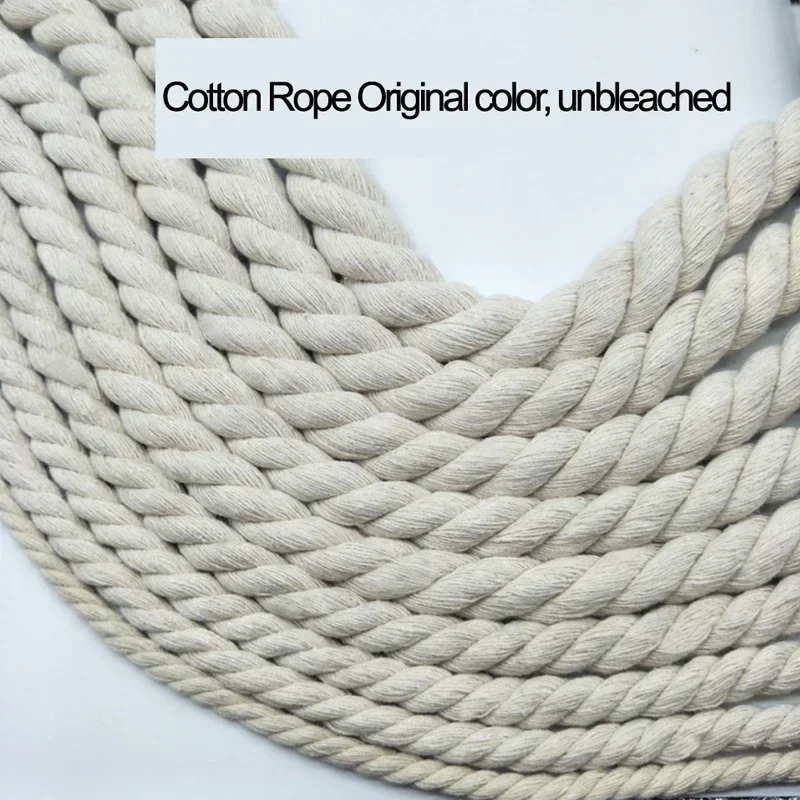 100% Cotton Three Strands Twisted Rope Cords Diameter 5~21mm No Dyeing Original Color 2~21m cotton beading cords cotton cord