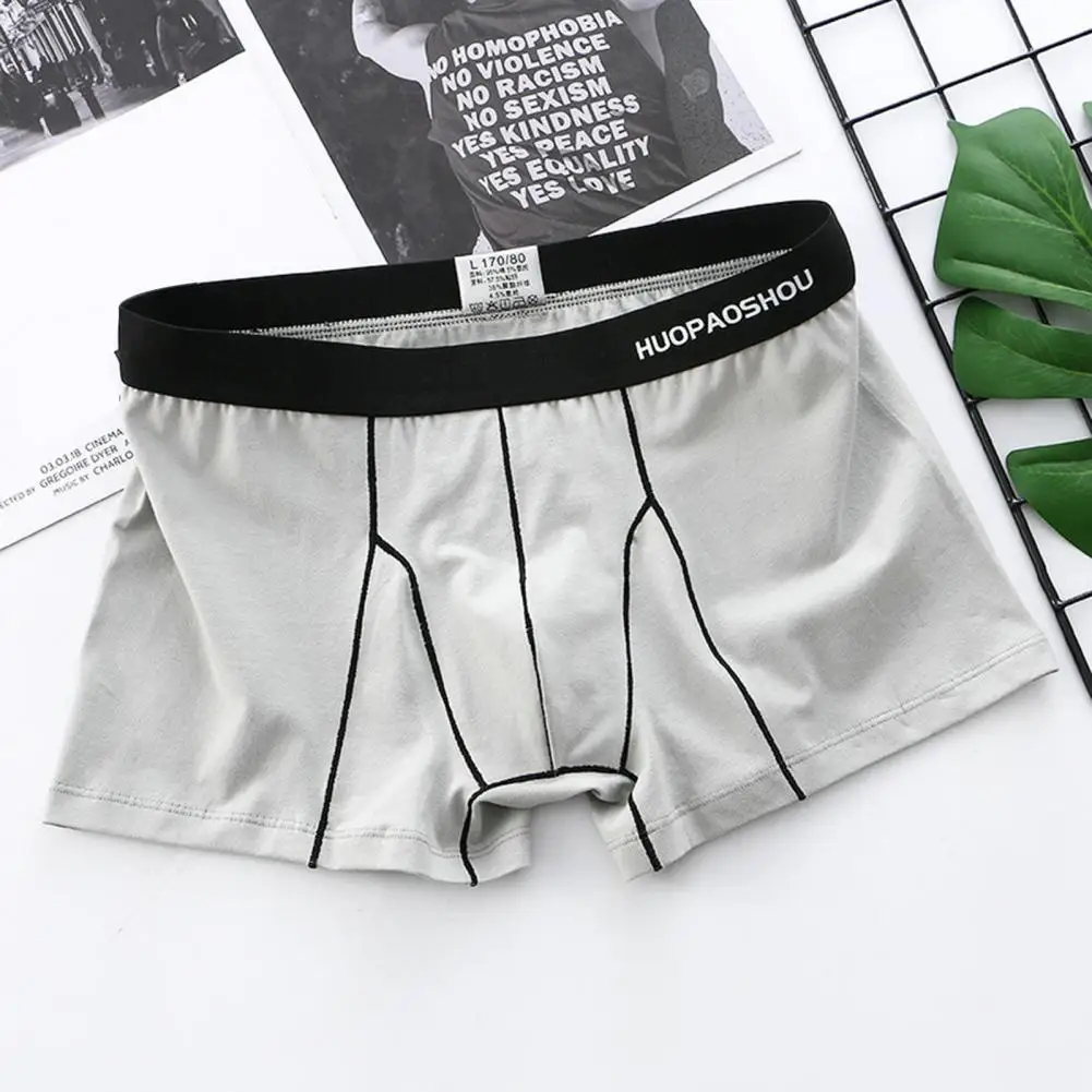

Men Boxer Briefs Underpants Soft Breathable Men's Boxers U Convex Mid Waist Quick Dry Anti-septic Elastic Solid Color Underwear