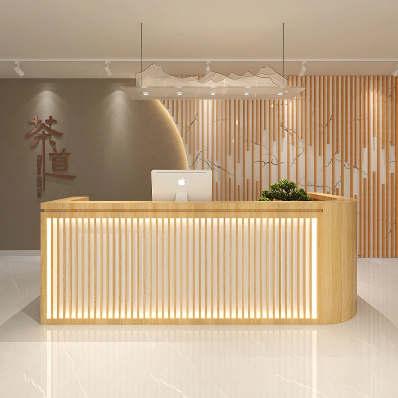 Luxury Wood Reception Desks Cashier Office Store Simple Hotel Reception Desk Standing Console Recepcion Mostrador Bar Furniture superior quantity business optimized pbx tp848 416 console software simple hotel management