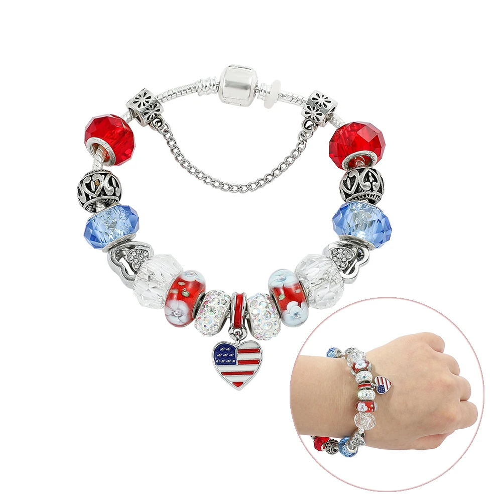 10 Patriotic Star And Heart Shaped American Flag Bracelets With  Interchangeable Snaps Wholesale Gift Pulsera From Jenniferboutique, $1.74 |  DHgate.Com