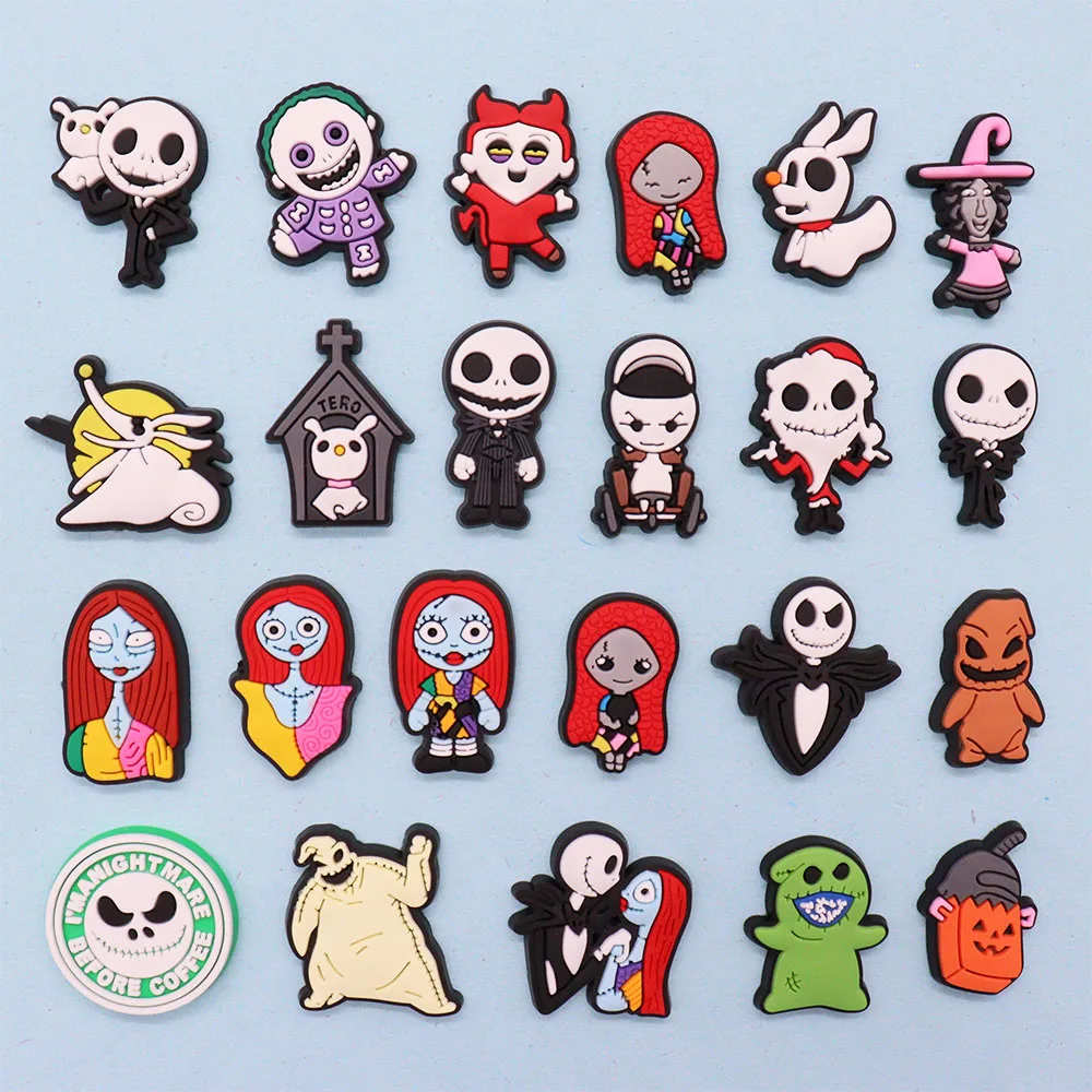 New Arrival 1-23pcs PVC Shoe Charms Cartoon The Nightmare Before Christmas Jack Accessories Shoes Buckles Fit Kids X-mas Gift