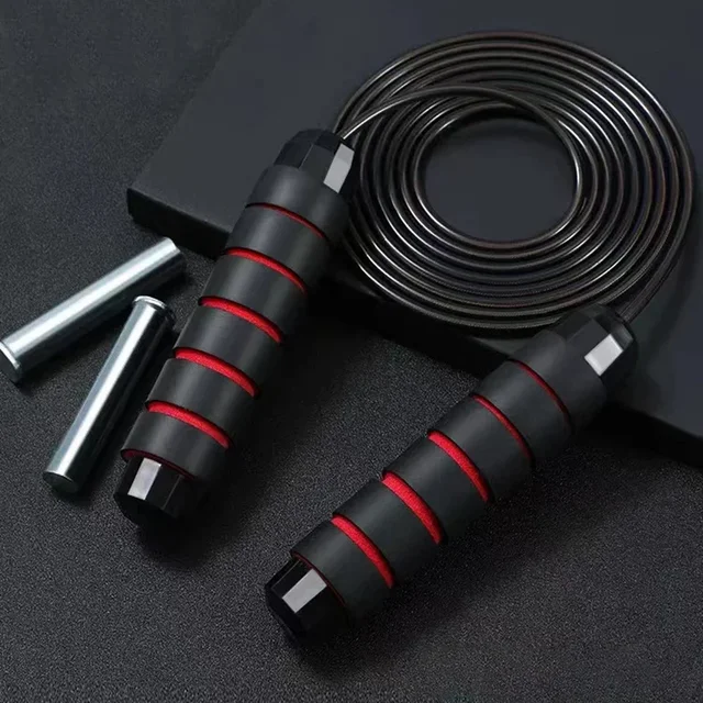 Professional Weighted Jump Rope for Training, Adjustable Length Skipping Rope with Durable Cable for Boxing Gym Home Workout
