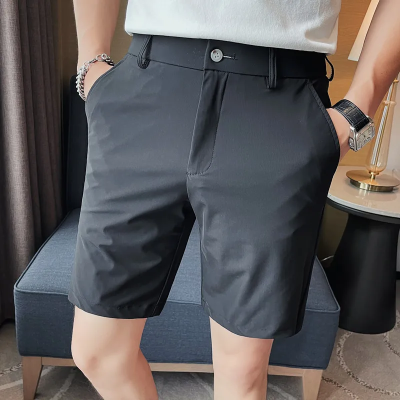 Korean Style Men's Summer Casual Elastic Force Shorts/Male Slim Fit High Quality Business Thin Suit Shorts Plus size 29-36