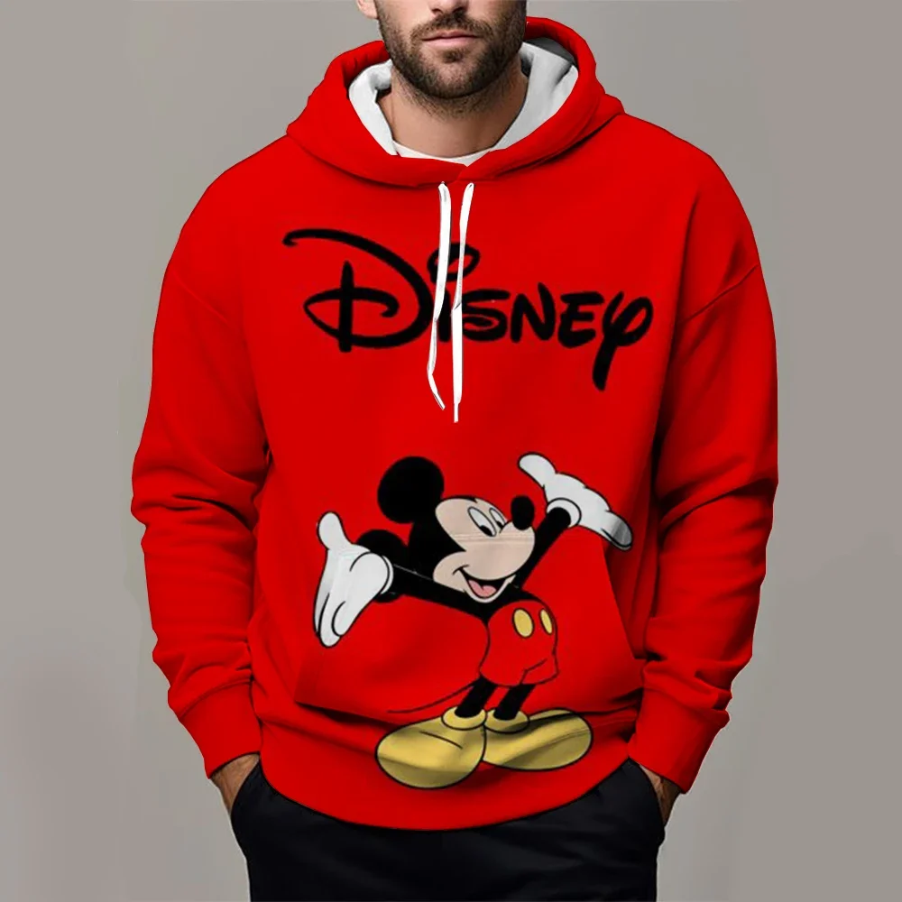 Disney Men's Hoodie MINISO Boys Girls Pullover 3D Printed Mickey Mouse Hoodie Casual Men's Hoodie Oversized Men's Clothing 3