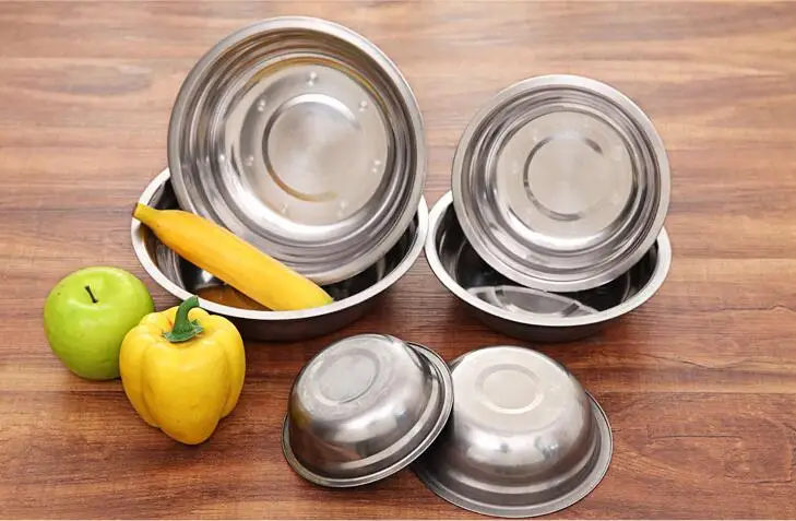 1PC New 6 Size Stainless Steel Soup Bowls Multi-function Round  Pot  Palte Dishes Kitchen Tools  LF 133