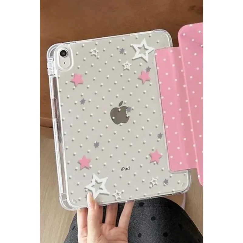 Elegant Black and White Polka Dot Stars Tablet Case