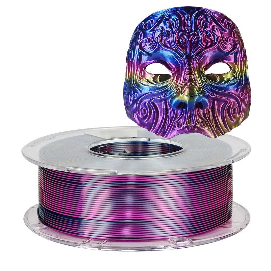 실크 PLA 3D 프린터 필라멘트 플라스틱 소재, 3D 인쇄용 실크 삼색 PLA, 금 실버 구리, 250g, 95A, 0.25Kg, 1.75mm