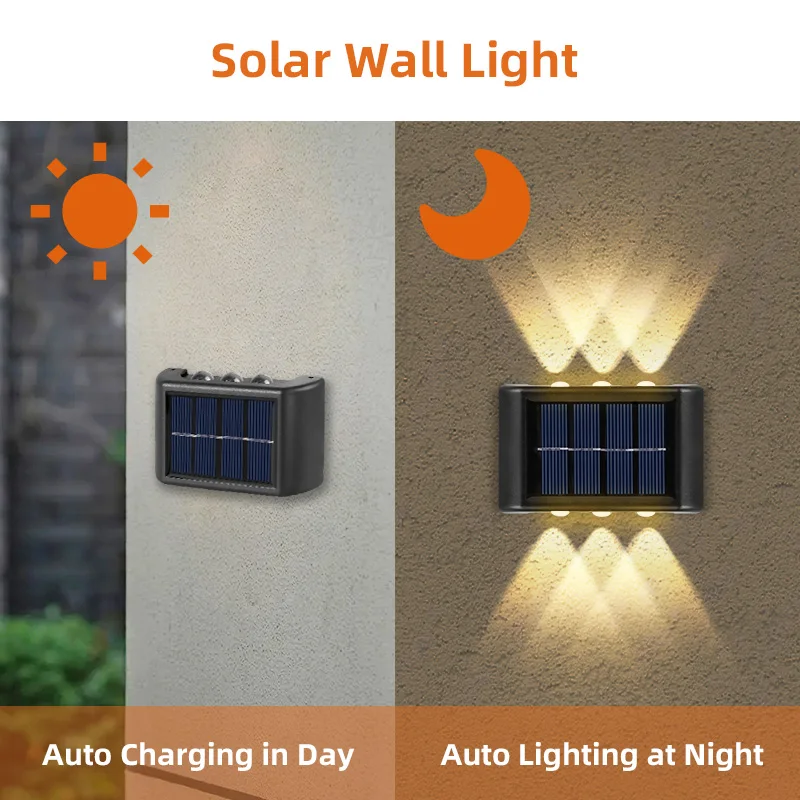 2PCS Outdoor Solar Light Waterproof IP65 Solar  LED Wall Lamp 600Mah Exterior solar lights For The Garden Street Stairs Lighting solar deck post lights