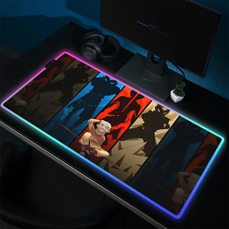 

Avatar The Last Airbender Gaming Mouse Mat Game Non-Slip Large Mousepad RGB Gamer Mouse Pad LED Anime HD Print Keyboard Mat XXL