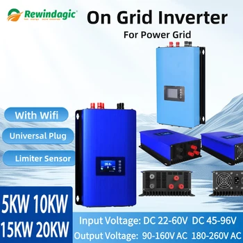 Inverter On-Grid 20000W 10000W con Limitatore, Batteria 48V 60V 72V, Inverter Grid-Tie Solare ed Eolico con Supporto Comunicazione Wi-Fi