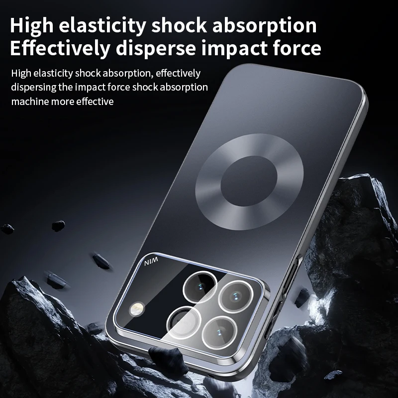 Magnetic Protective Case with Camera Lens Film for Wireless Charging - Stylish Phone Back Cover