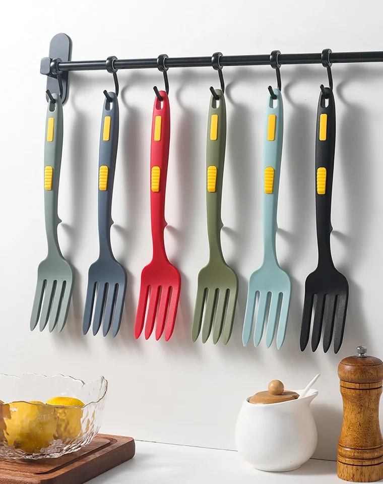 Forchetta In Silicone Antiaderente, Resistente Al Calore 230°C, Ergonomica, Multiuso Per Cucina, 29.5cm