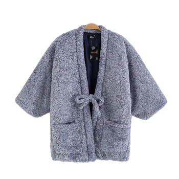 Nuova giacca Hanten abbigliamento tradizionale giapponese Cardigan Lace Up cappotto in velluto corallo Kimono uomo donna casa abbigliamento asiatico 1