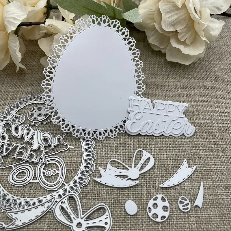 Ostereier-Dekoration, Metall-Stanzformen, Schablonen für DIY-Scrapbooking, dekorative Prägung, Handarbeit, Stanzform, Schablonenform