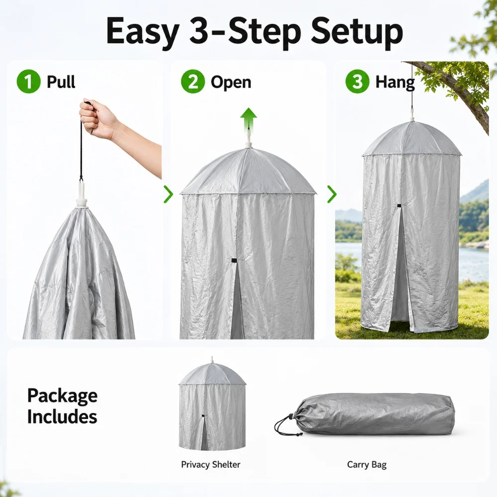  slider image of Portable Hanging Privacy Shelter