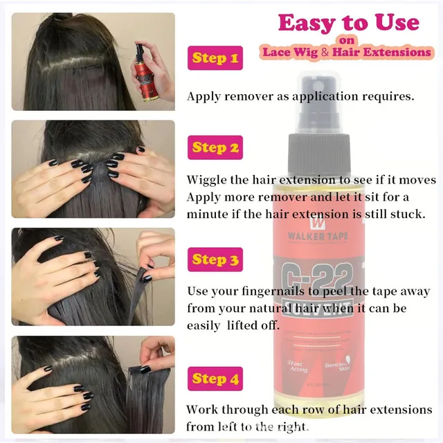 4 FL OZ 118ml Walker Tape C-22 Solvent Remover Great Cleaner For Scalp And Hair Systems Fast Acting on Most Tapes 5