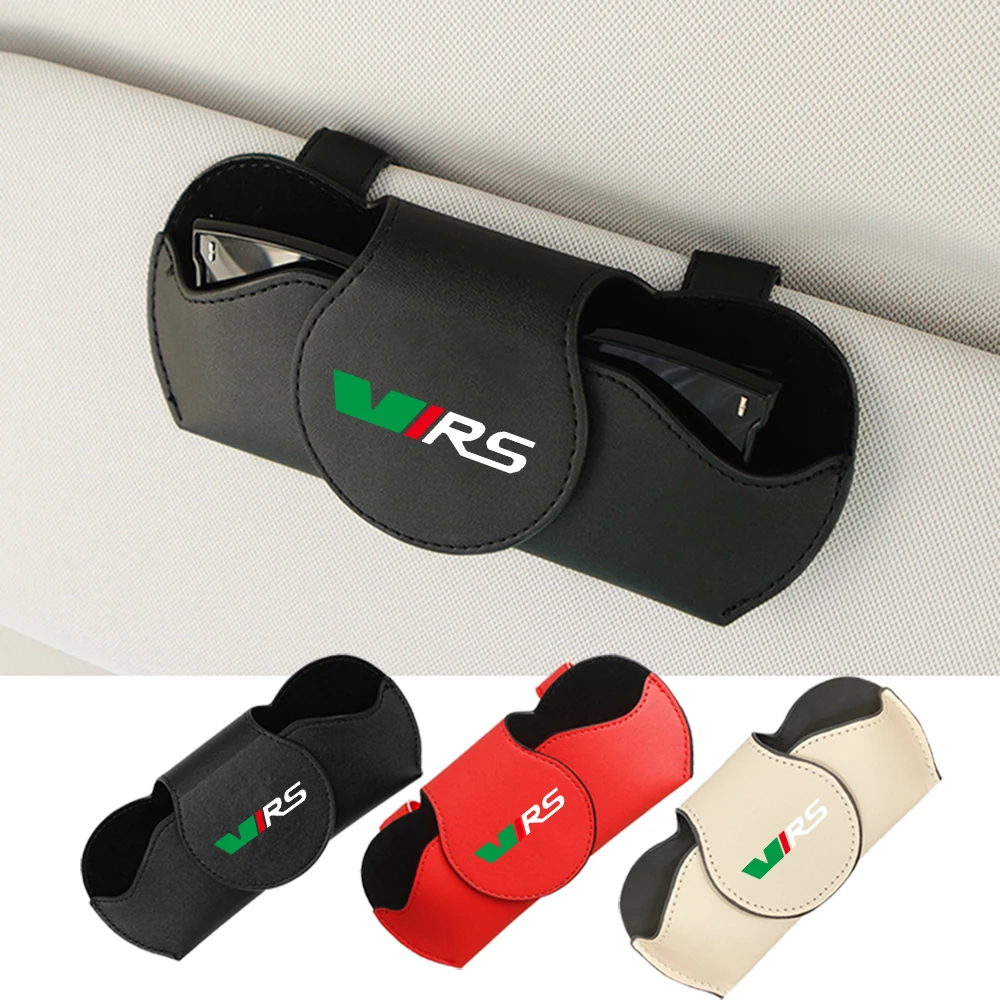 

Car Glasses Case Auto Sun Visor Glasses Sunglasses Card Ticket Holder VRS Logo for Skoda Octavia 3 2 A5 MK3 Kodiaq Superb Fabia