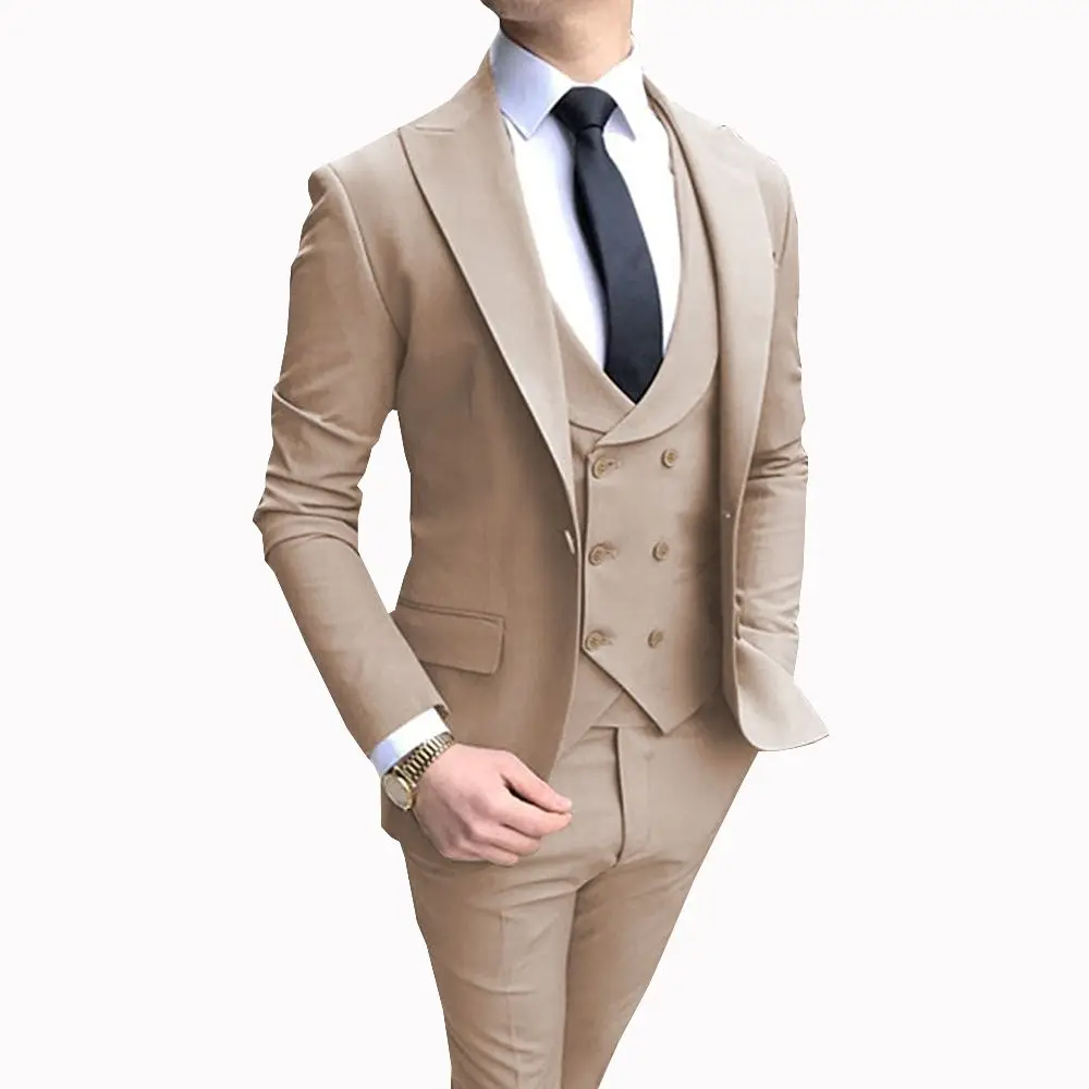 

Men's Suit Jacket Vest Pants Fashion Boutique Casual Business Male Groom Wedding Tuxedo Dress 3 Pieces Set Blazers Vest Pants