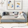 Queen Size Upholstered Platform Bed Frame Set Wood Bedroom Furniture Sofa Daybed Adults Kids with No Box Spring Needed Rustic 1
