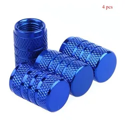 Premium Aluminum Alloy Tire Valve Stem Caps - Set of 4 (Blue 4pcs)
