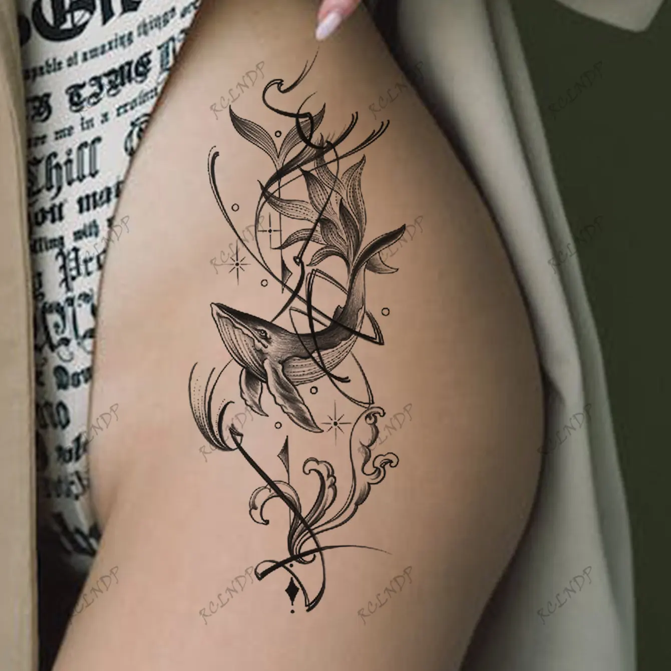 Waterproof Temporary Tattoo Sticker Sexy Whale Fox Phoenix