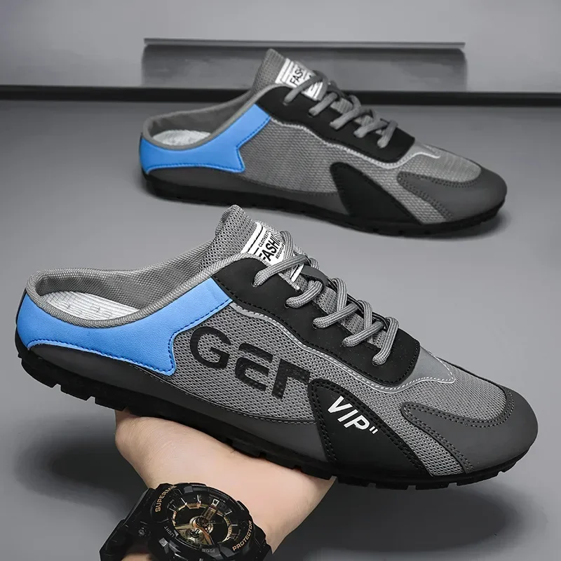 Men Slippers Baotou Shoes for Men Summer Breathable Casual Shoe Vulcanized Flats Male Sneakers Half Slip-on Shoes soft slippers summer slippers