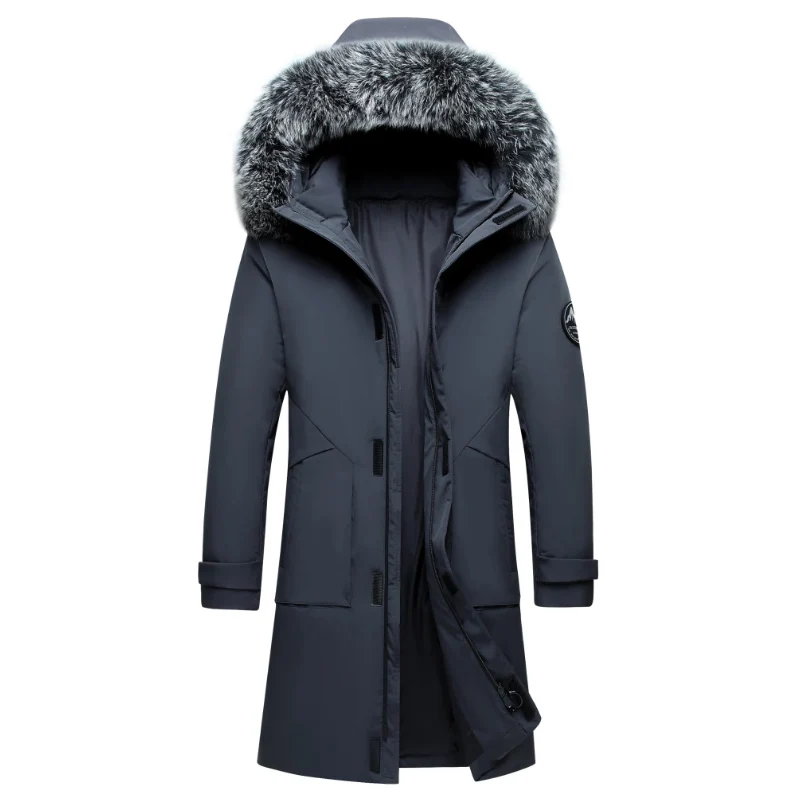 Autunno inverno lungo uomo piumino antivento cappotti uomo caldo bianco piumino d'anatra giacca con cappuccio parka Multi tasche soprabito maschile 5