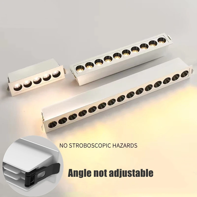 Tuya ZigBee Smart Dimming LED Linear Grille Light Embedded Adjustable Angle Anti-glare Spotlight 10W 20W Long Strip Floodlight