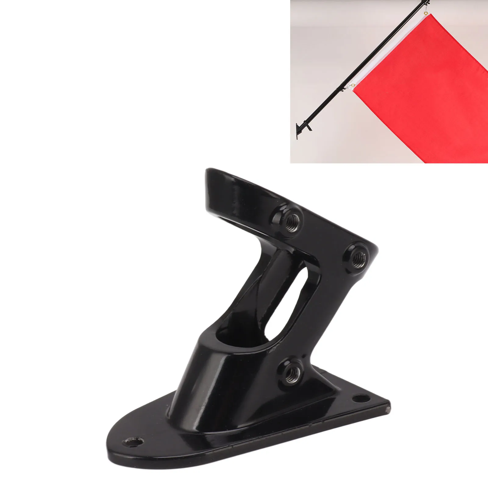 ZK40 Flag Pole Holder Bracket Aluminum Alloy Double Hole Rustproof Thickening Heavy Duty Flag Holder Outdoor Black