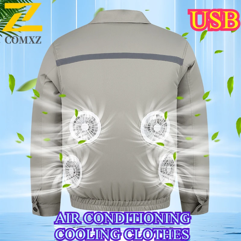 Summer 4 Fan Jacket Men's USB Cooling Jacket Air Conditioning Clothing ...