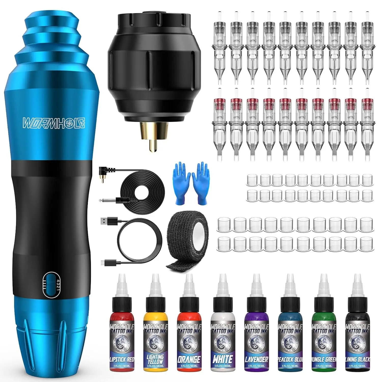 

Wormhole Wireless Tattoo Kit Battery Pack Rotary Tattoo Machine Kit Tattoo Gun Kit Cordless Tattoo Kit