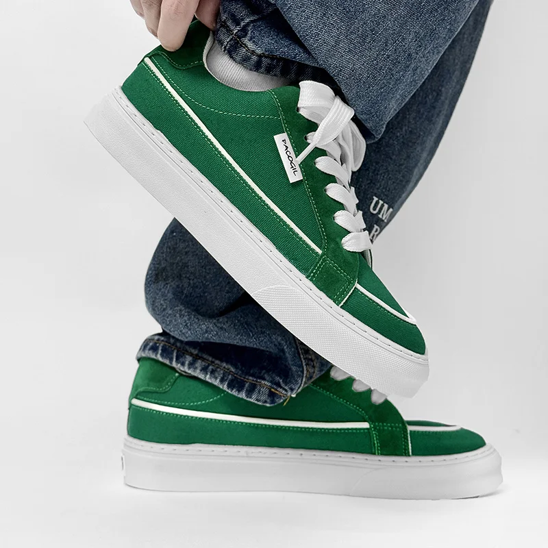 2025 Fashion Green Men's Canvas Shoes Big Size 45 Spring Comfortable Casual Shoes Men Espadrilles Flat Canvas Sneakers For Men 4