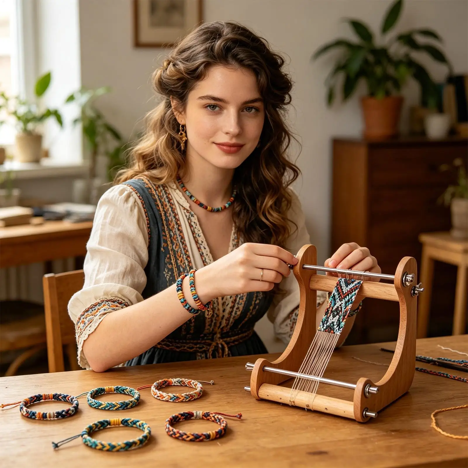 Bead Weaving Loom Wooden Making DIY Tools Loom Potable Jewelry Making for Bracelet Necklace DIY Crafts Fashion Accessories