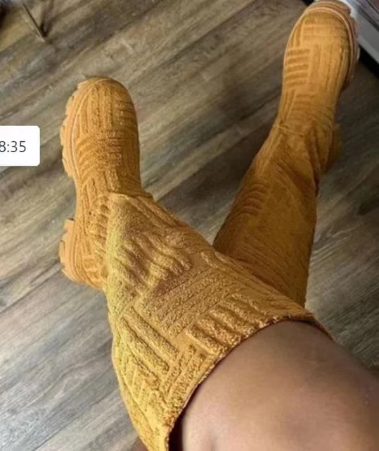 Knee High Knitted Effect Boots 6